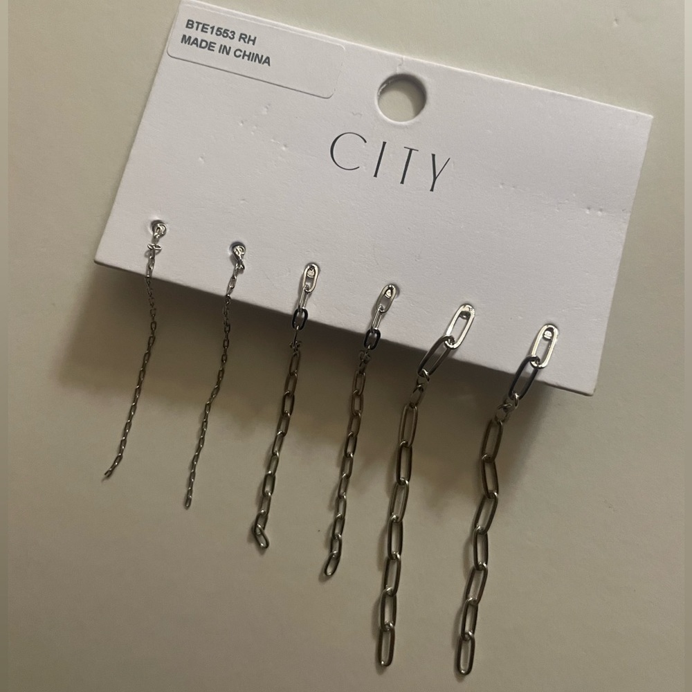 NEVER USED- “City” silver earrings.